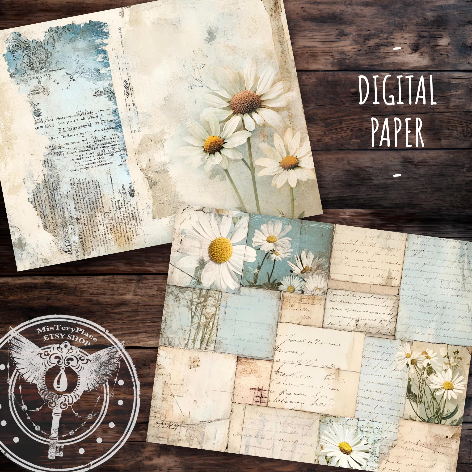 Shabby Chic Daisy Junk Journal Kit: Printable Collage Pages (digital ...