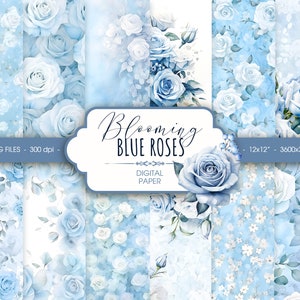 Carta digitale floreale blu pastello, carta per scrapbook acquerello rosa blu, sfondo con motivo floreale astratto per matrimonio, download digitale