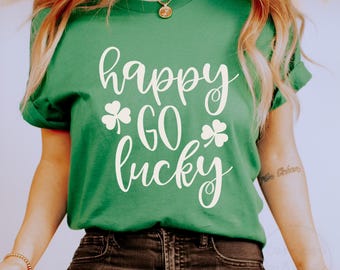 Happy Go Lucky Shamrock SVG: St. Patrick's Day Shirt Design (Digital Download