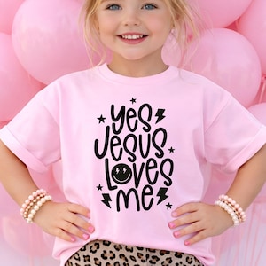 Yes Jesus Loves Me Svg + Png, Kids Christian Shirt Design, Digital Download image 1