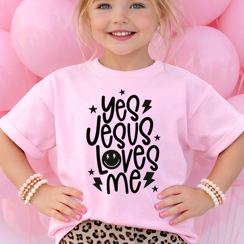 Yes Jesus Loves Me Svg + Png, Kids Christian Shirt Design, Digital Download image 1