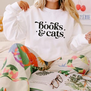 Books & Cats Svg: Trendy Cat Lover Shirt Design (Digital File)