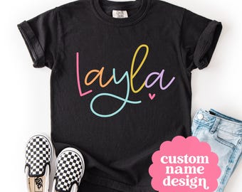 Custom Girls Name PNG, Personalized Kids Shirt Design, Digital Download