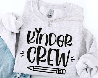 Kinder Crew Svg + Png, Kindergarten Teacher Shirt Design, Digital Download