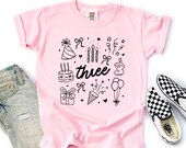 3rd Birthday Svg + Png, Three Year Old Birthday Shirt Design, Digital Download
