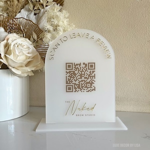 Review + Logo Arch QR Freestanding Sign