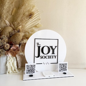 Sociaal bord met 3 in 1 logo/vierkant + QR's