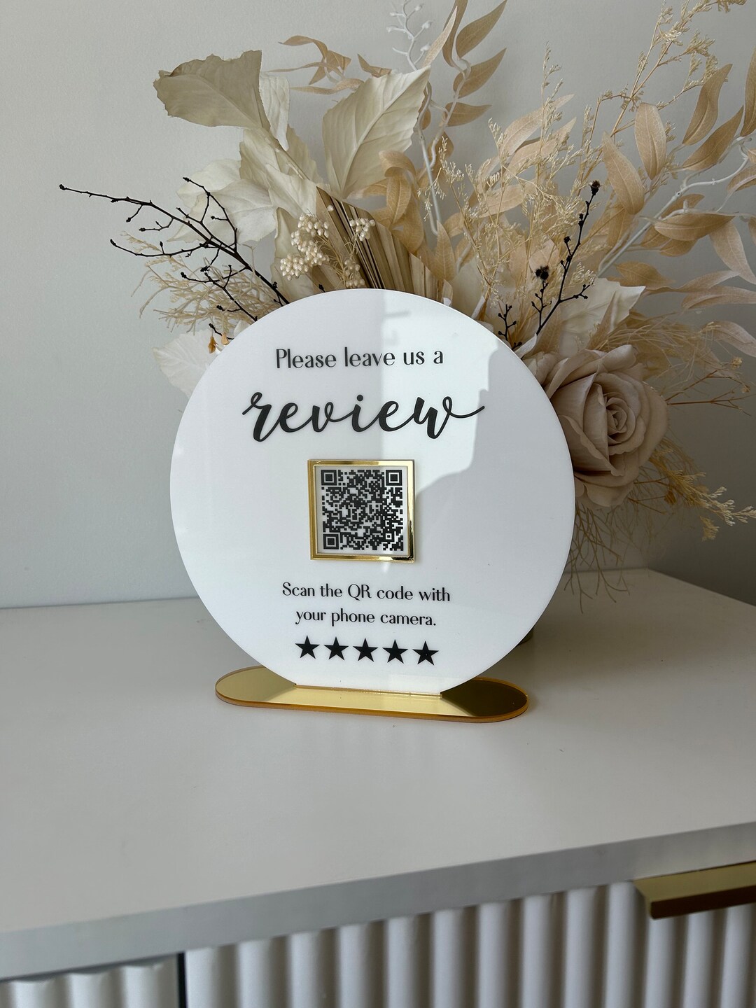 Round Printed Review QR Code Sign Freestanding - Etsy
