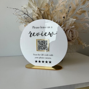 Round Printed Review QR Code Sign Freestanding