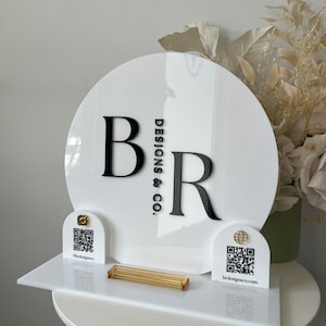 3 in 1 Logo Social Sign/Card Holder + 2 QR Codes