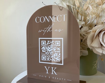 Printed Arch Connect with Us QR Sign + Logo