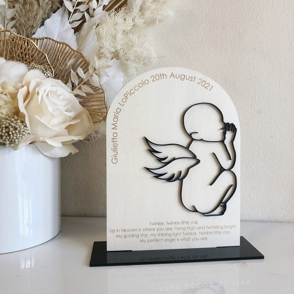 The Memorial Plaque Version 2 - Arched Plywood Freestanding Stillborn Miscarriage Baby Child sign