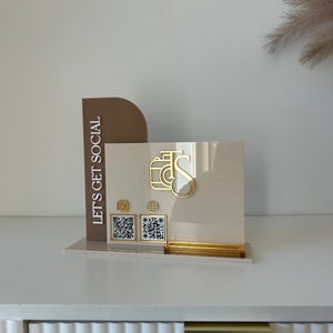 Rectangulaire social, logo, 2 QR + porte-carte