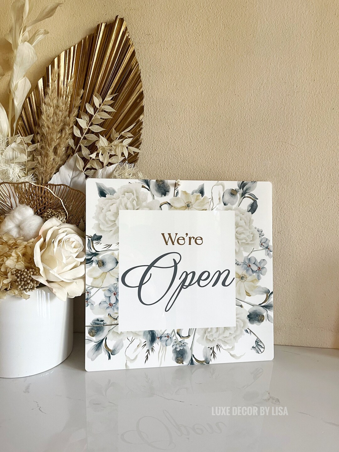 Floral Acrylic Open Closed Sign Double Sided - Etsy