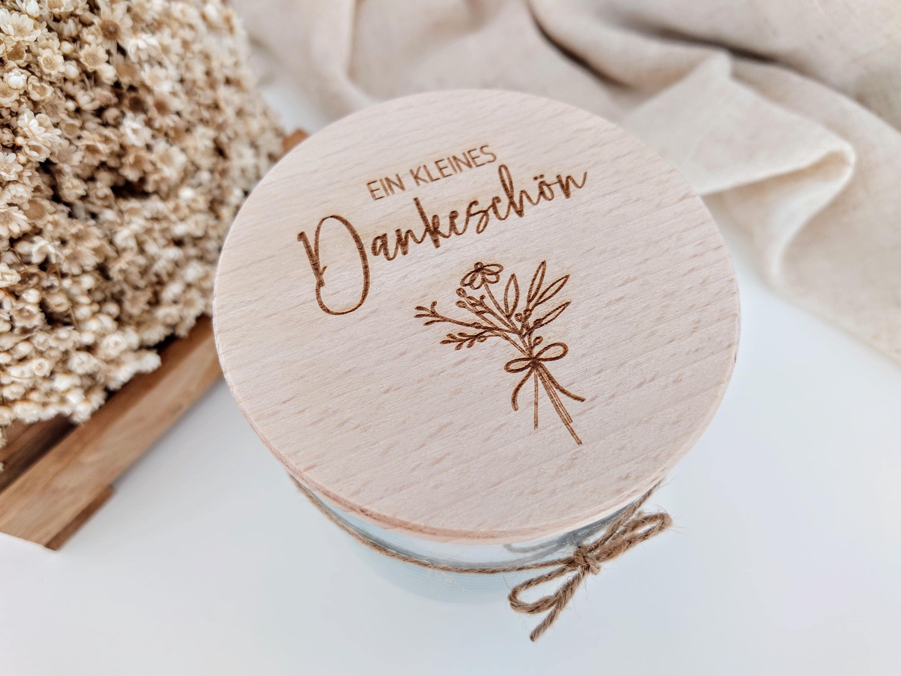 Storage jar - A small thank you, thank you gift set, jar with wooden lid, image size:3000x2250