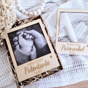 Patentante fragen, Patenonkel fragen, Taufpatin fragen, Taufpaten fragen, Polaroid Rahmen