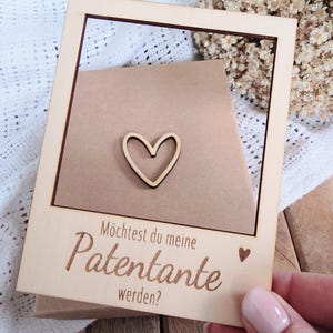 Patentante oder Patenonkel fragen – Geschenkbox mit Holzrahmen zur Patenanfrage – besondere Geschenkidee imagem 5