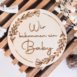 Holzplättchen "Wir bekommen ein Baby", Schwangerschaftverkündung, Baby Fotoshooting