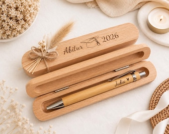 Personalized graduation gift 2026 – Engraved ballpoint pen in a wooden case – Gift for graduating students