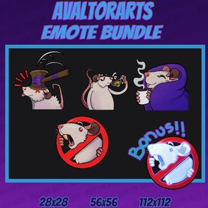 4 WHITE RATS EMOTE pack Channel Emote For Twitch/ Discord/ Stream/ Affiliate/ Chat/ Stream/ Youtube /Emoji/ Cute
