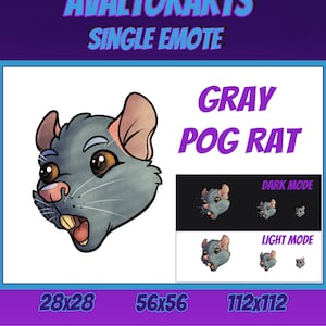 GRAY POG RAT Channel Emote For Twitch/ Discord/ Stream/ Affiliate/ Chat/ Stream/ Youtube /Emoji/ Cute