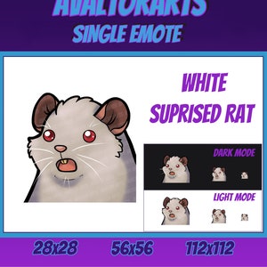 SHOCKED WHITE RAT Channel Emote For Twitch/ Discord/ Stream/ Affiliate/ Chat/ Stream/ Youtube /Emoji/ Cute