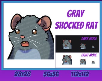 SHOCKED GRAY RAT Channel Emote For Twitch/ Discord/ Stream/ Affiliate/ Chat/ Stream/ Youtube /Emoji/ Cute