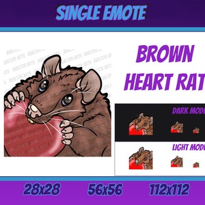 BROWN LOVE RAT Channel Emote For Twitch/ Discord/ Stream/ Affiliate/ Chat/ Stream/ Youtube /Emoji/ Cute
