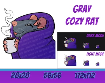 COZY GRAY RAT Channel Emote For Twitch/ Discord/ Stream/ Affiliate/ Chat/ Stream/ Youtube /Emoji/ Cute
