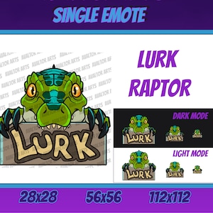 LURK RAPTOR Channel Emote For Twitch/ Discord/ Stream/ Affiliate/ Chat/ Stream/ Youtube /Emoji/ Cute
