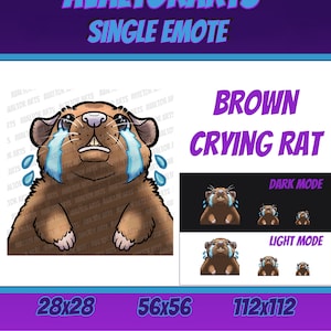 RAT TEARS BROWN  Channel Emote For Twitch/ Discord/ Stream/ Affiliate/ Chat/ Stream/ Youtube /Emoji/ Cute