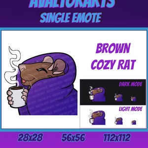 COZY BROWN RAT Channel Emote For Twitch/ Discord/ Stream/ Affiliate/ Chat/ Stream/ Youtube /Emoji/ Cute