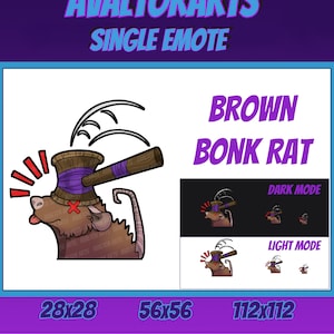 BONK BROWN RAT Channel Emote For Twitch/ Discord/ Stream/ Affiliate/ Chat/ Stream/ Youtube /Emoji/ Cute