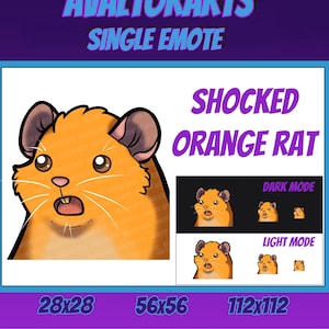 SHOCKED RAT ORANGE Channel Emote For Twitch/ Discord/ Stream/ Affiliate/ Chat/ Stream/ Youtube /Emoji/ Cute