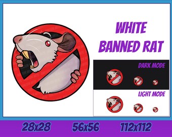 BANNED WHITE RAT Channel Emote For Twitch/ Discord/ Stream/ Affiliate/ Chat/ Stream/ Youtube /Emoji/ Cute