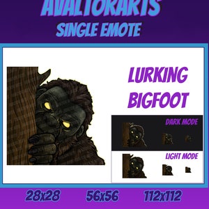 LURKING BIGFOOT Channel Emote For Twitch/ Discord/ Stream/ Affiliate/ Chat/ Stream/ Youtube /Emoji/ Lurk