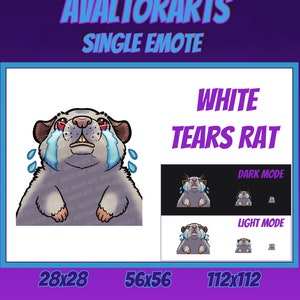WHITE RAT TEARS Channel Emote For Twitch/ Discord/ Stream/ Affiliate/ Chat/ Stream/ Youtube /Emoji/ gamer tears