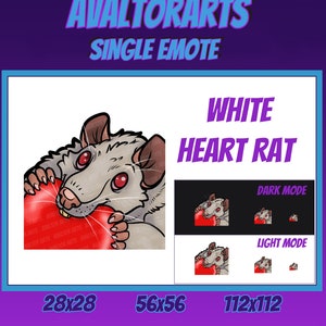 WHITE LOVE RAT Channel Emote For Twitch/ Discord/ Stream/ Affiliate/ Chat/ Stream/ Youtube /Emoji/ Cute