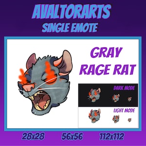 Gray RAT RAGE Channel Emote For Twitch/ Discord/ Stream/ Affiliate/ Chat/ Stream/ Youtube /Emoji/ gamer rage