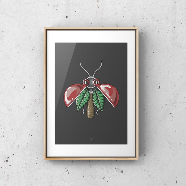 Portabeetle - beetle bug  Coffee Illustration Barista Edition Poster portafilter siebträger cup Tasse