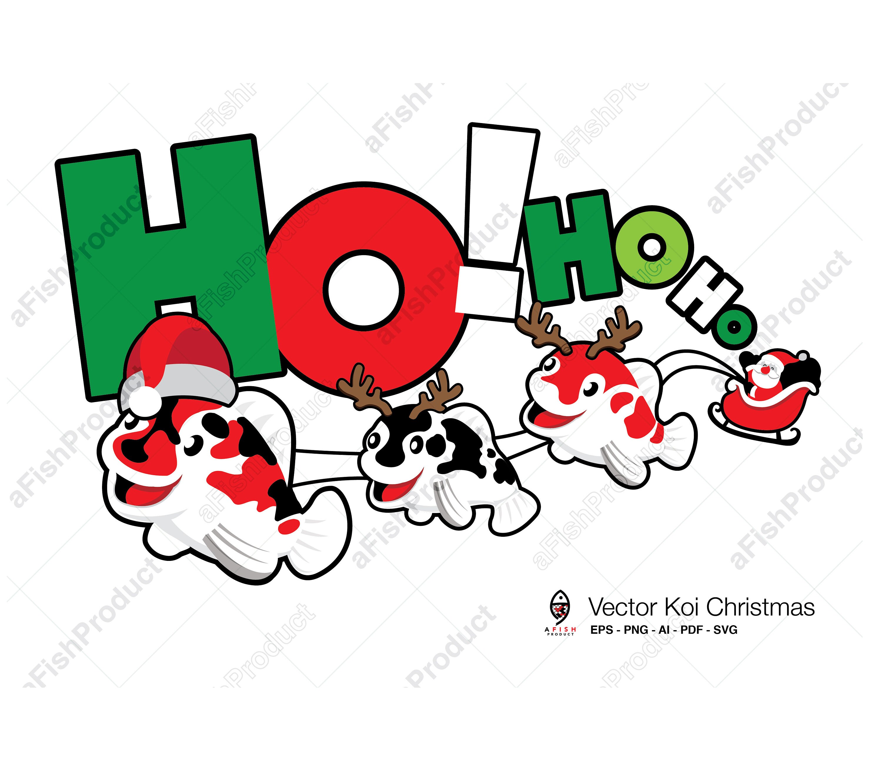 Vector Koi Christmas Svg Clipart Instant Download Etsy