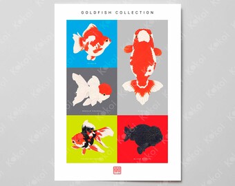 Japanese Goldfish Art Print | Colorful Koi Fish Wall Art (Digital Download)