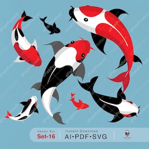 Koi Fish Vector Art: Asian Clipart, Cricut Cut Files (Digital Download)
