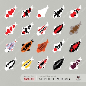 Koi Fish vector, Koi Svg, Traditional Asian Oriental  Clipart, File for Cricut, Cut Files EPS, PNG, Digital Download, Silhouette