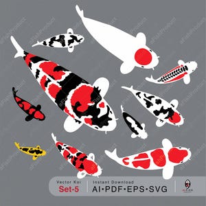 Koi Fish vector, Koi Svg, Traditional Asian Oriental Clipart, File for Cricut, Cut Files EPS, AI, Digital Download, Silhouette