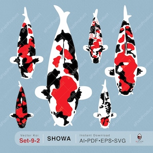 Exquisite Koi Fish Digital Art Collection, Vector Koi Fish, Koi Showa