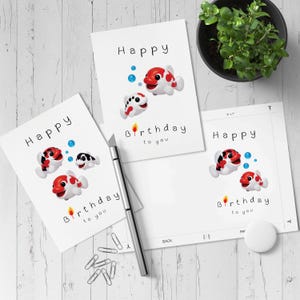 Biglietto di auguri di compleanno stampabile con pesce koi, biglietto di auguri di compleanno divertente stampabile, biglietto di auguri digitale con koi giapponese, biglietto di auguri 5x7, busta stampabile