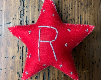 Star ornament, Christmas decoration, Christmas tree, first Christmas, newborn, mum to be, felt, handmade, custom, personalised, initial