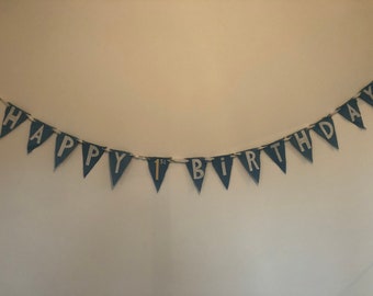 Happy Birthday felt banner/garland decoration - handmade custom bunting flag baby children bedroom party decor