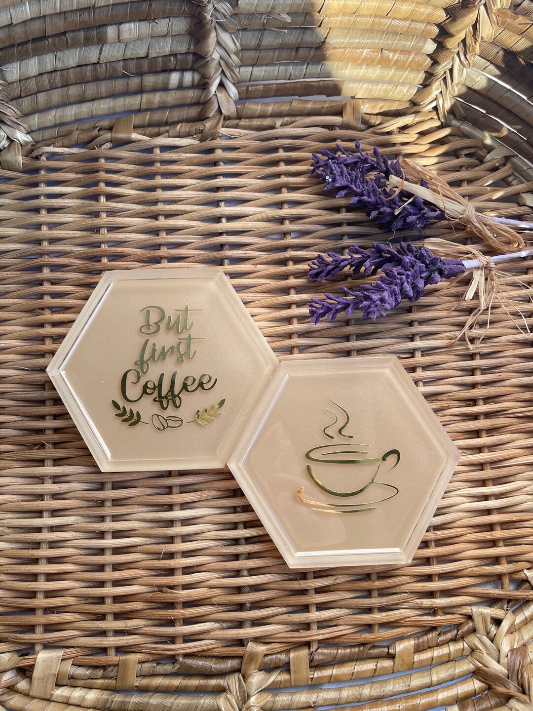 Coffee Coasters Resin Coffee Coaster but First Coffee Home Etsy